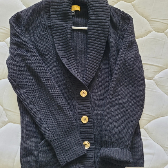 St. John Shawl Collar Sweater Cardigan Gold Buttons M - Picture 3 of 11